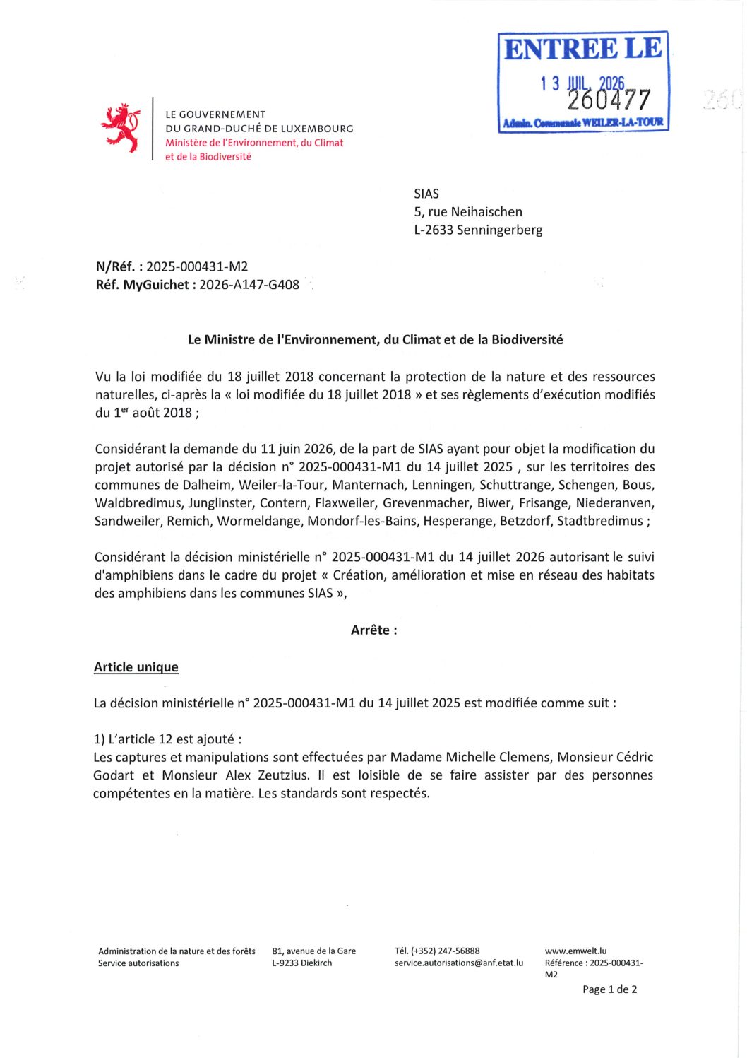 2025-000431-M2_Avis relatif projet de modification 2025-000431-M1 du 14 juillet 2025