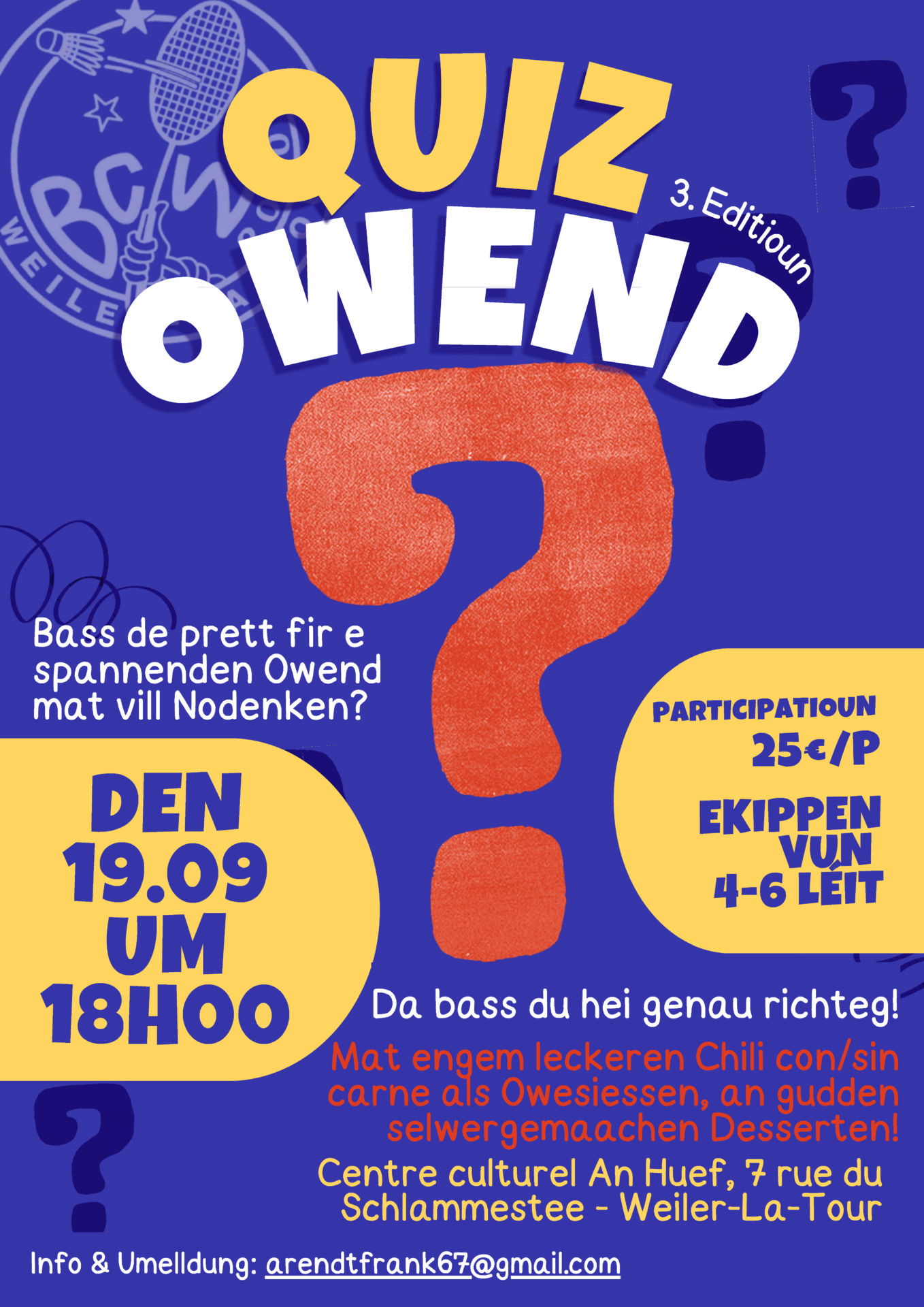 BC Weiler 2000 Quizowend 2026