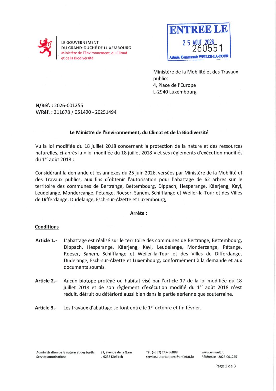 2026-001255_Autorisation pour abattage de 62 arbres sur differentes communes