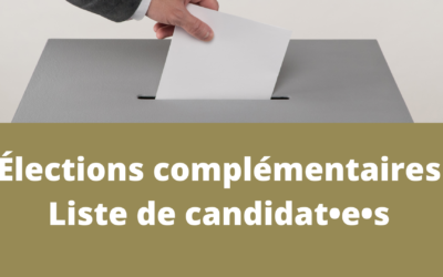 Élections complémentaires – Liste de candidat•e•s
